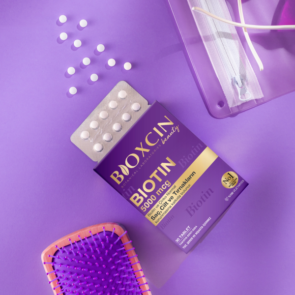 مكمل بيوكسين بيوتين 5000 ميكروغرام لدعم صحة الشعر والبشرة والأظافر - 30 قرص