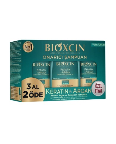 شامبو بيوكسين بالكيراتين والأرغان لإصلاح الشعر - 3 حبات (التوفير)