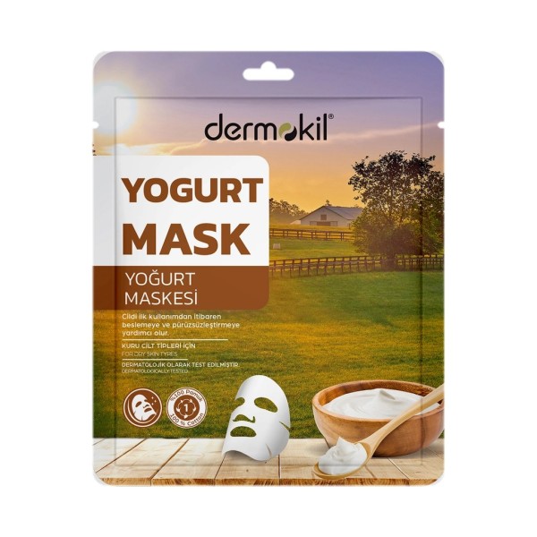 ماسك ديرموكيل الورقي بخلاصة الزبادي - تغذية مكثفة للبشرة الجافة
