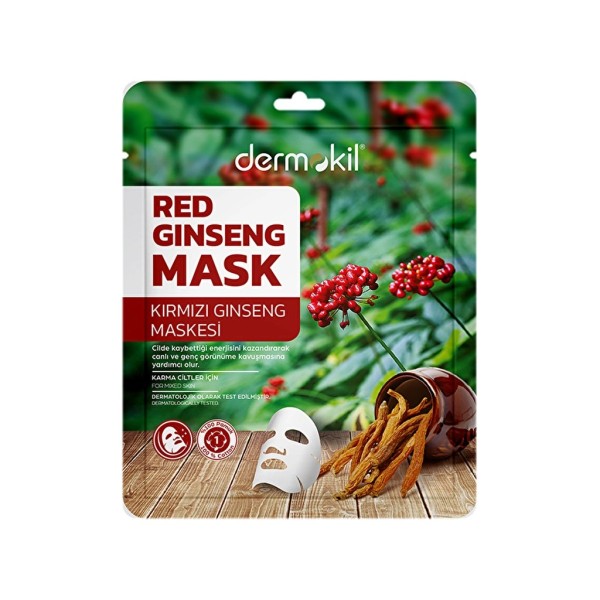 ماسك ديرموكيل الورقي بالجنسنج الأحمر - لاستعادة حيوية وشد البشرة المختلطة