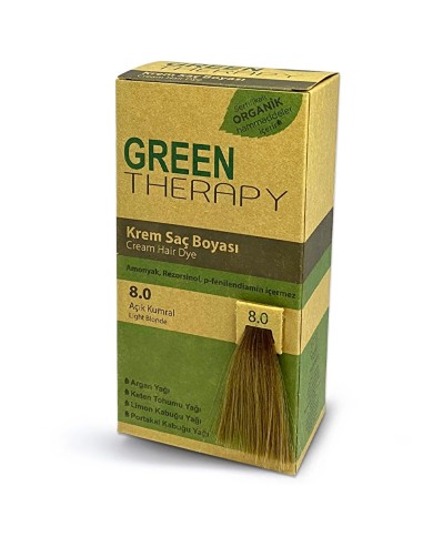 صبغة شعر جرين ثيرابي رقم 8.0 أشقر فاتح - خالية من الأمونيا