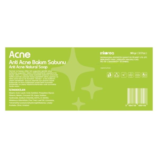 صابون إنكوريا بوتانيك الطبيعي الصلب المضاد لحب الشباب - 90 جم