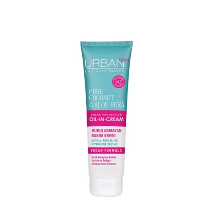 كريم العناية بالشعر بزيت جوز الهند النقي والصبار Urban Care Pure Coconut Oil & Aloe Vera Colour Protectant Leave-In Cream 150 ml